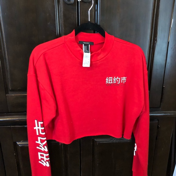 Red long sleeve crop top - Picture 1 of 2